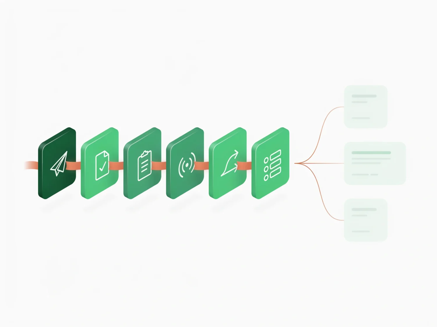One hiring pipeline of six connected stages, from apply to shortlist, fanning out into three differently shaped pipelines for different teams.